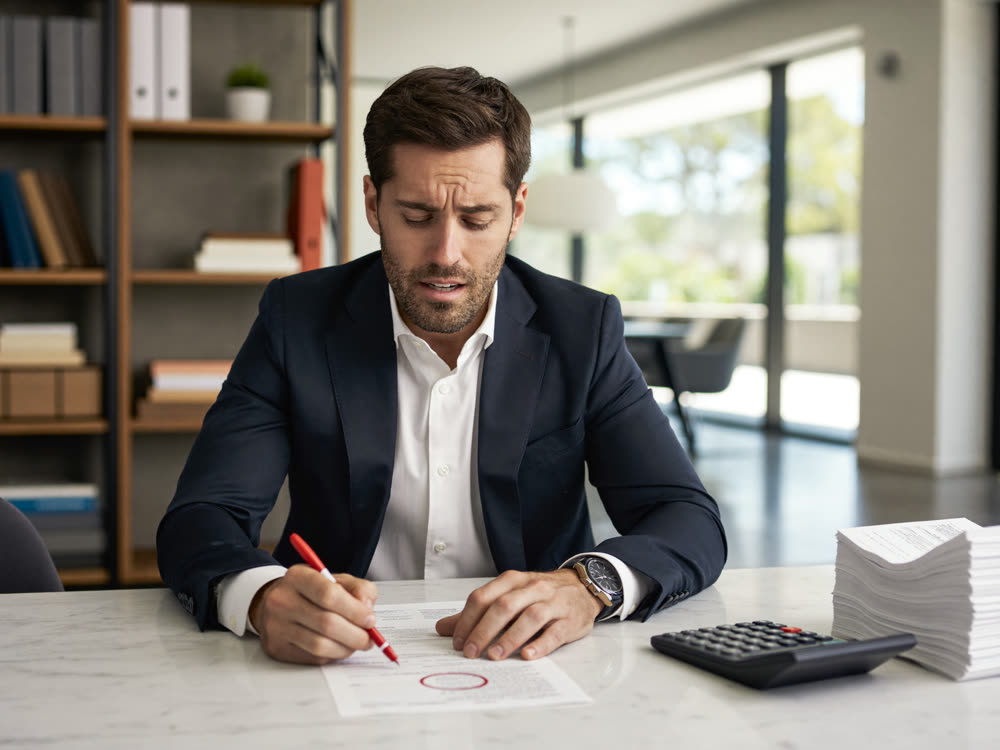 Business owner circling missed deductions on a tax return