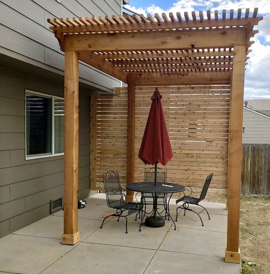 Custom cedar pergola over backyard patio