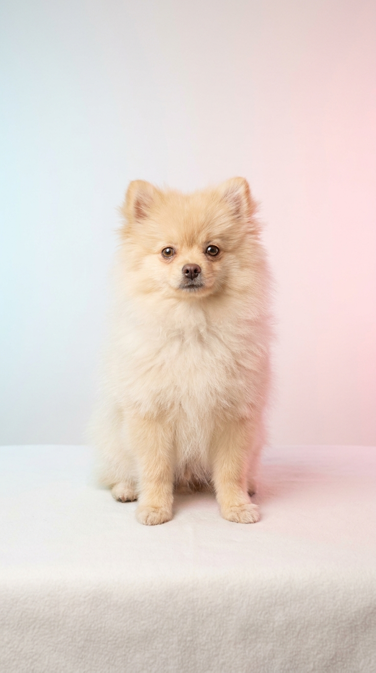 Fluffy cream Pomeranian puppy