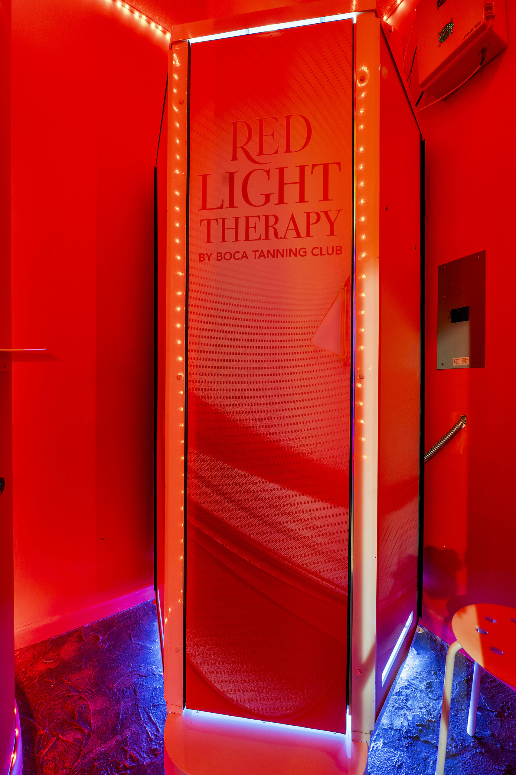 Red-light wellness equipment at Boca Tanning Club's Boca Raton salon