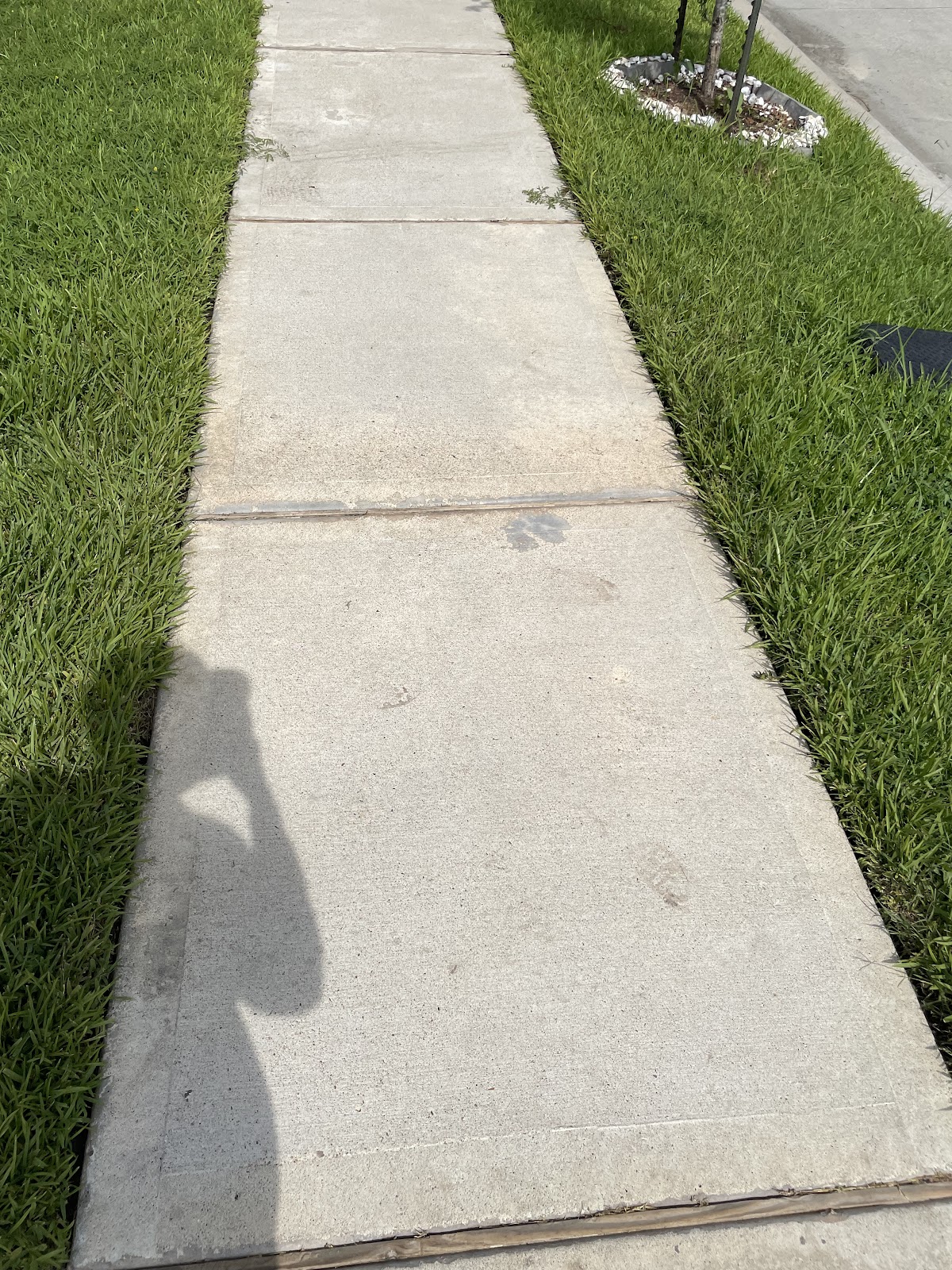 Clean, restored concrete patio after pressure washing in Houston