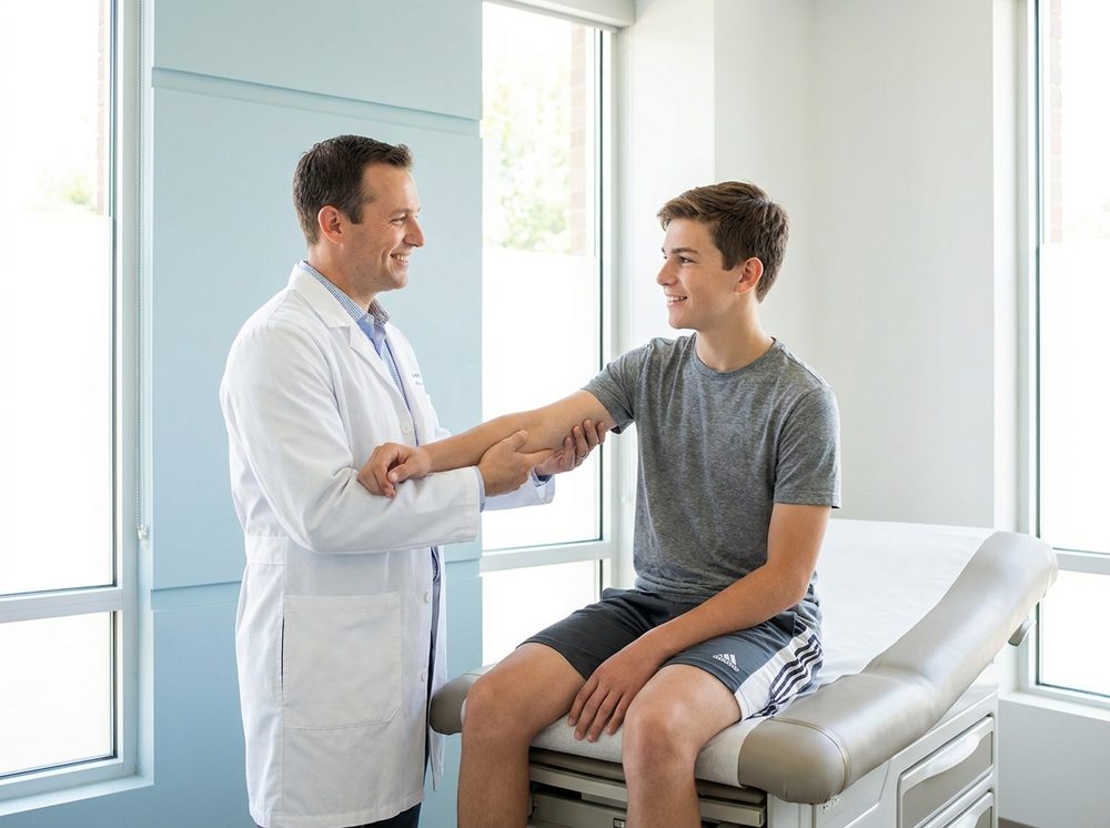 Teen athlete having a sports physical