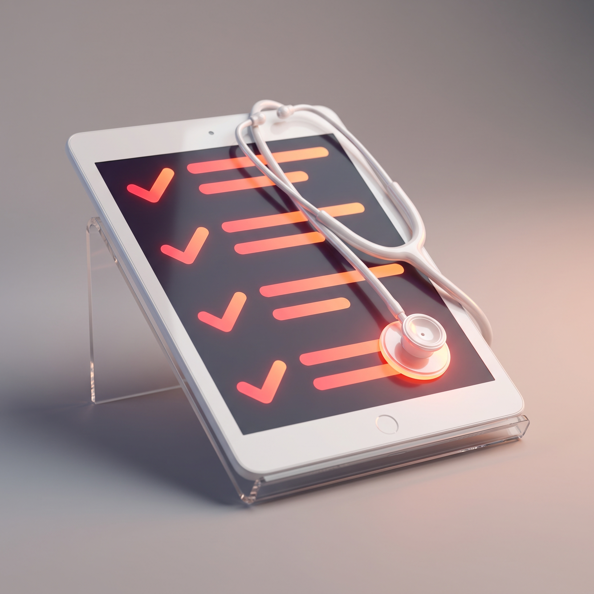 Tablet checklist with stethoscope representing a health assessment