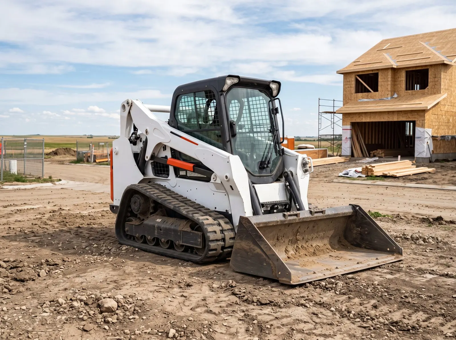 Compact track loader at a residential construction site