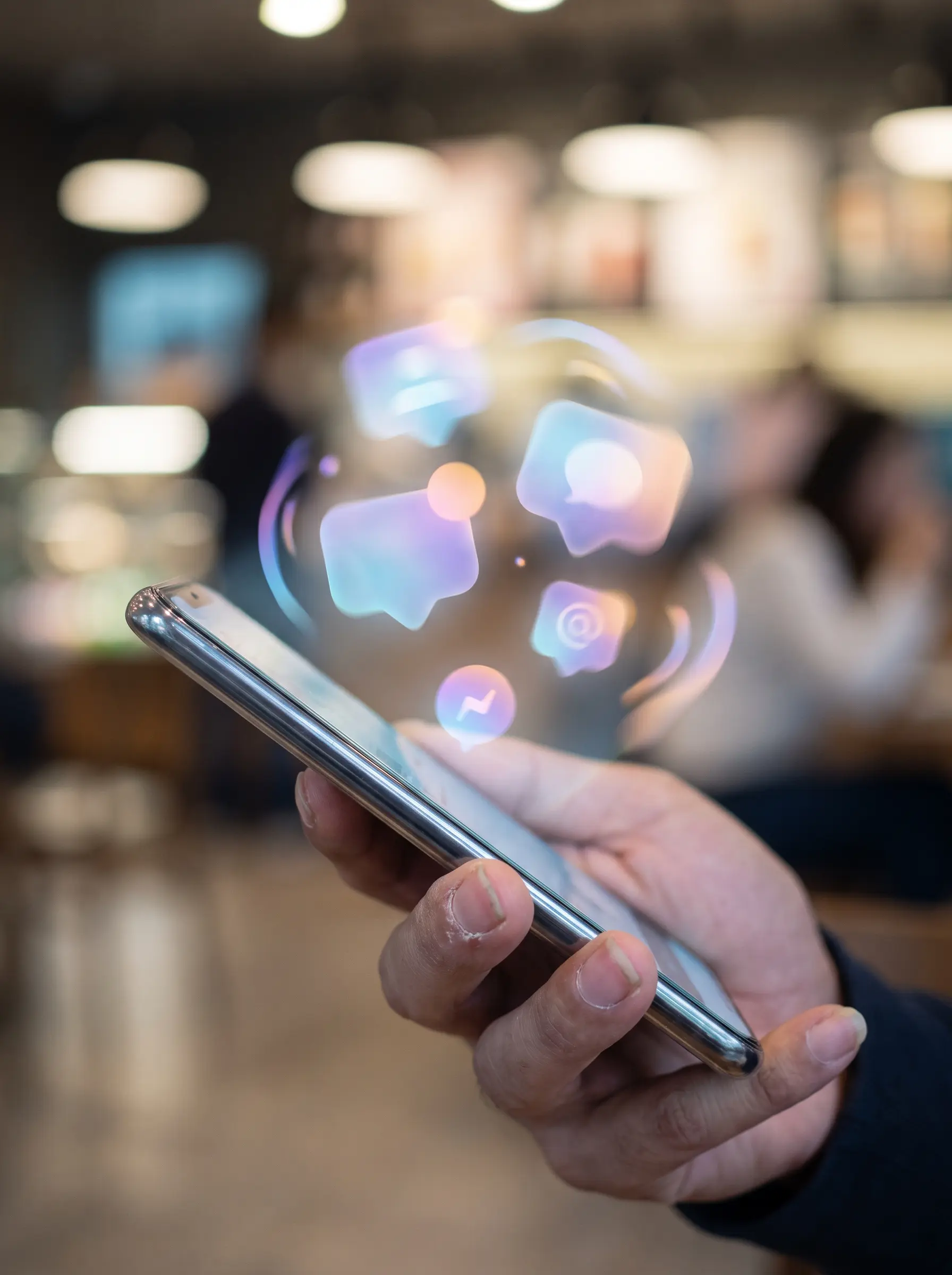 Smartphone with message notification bubbles
