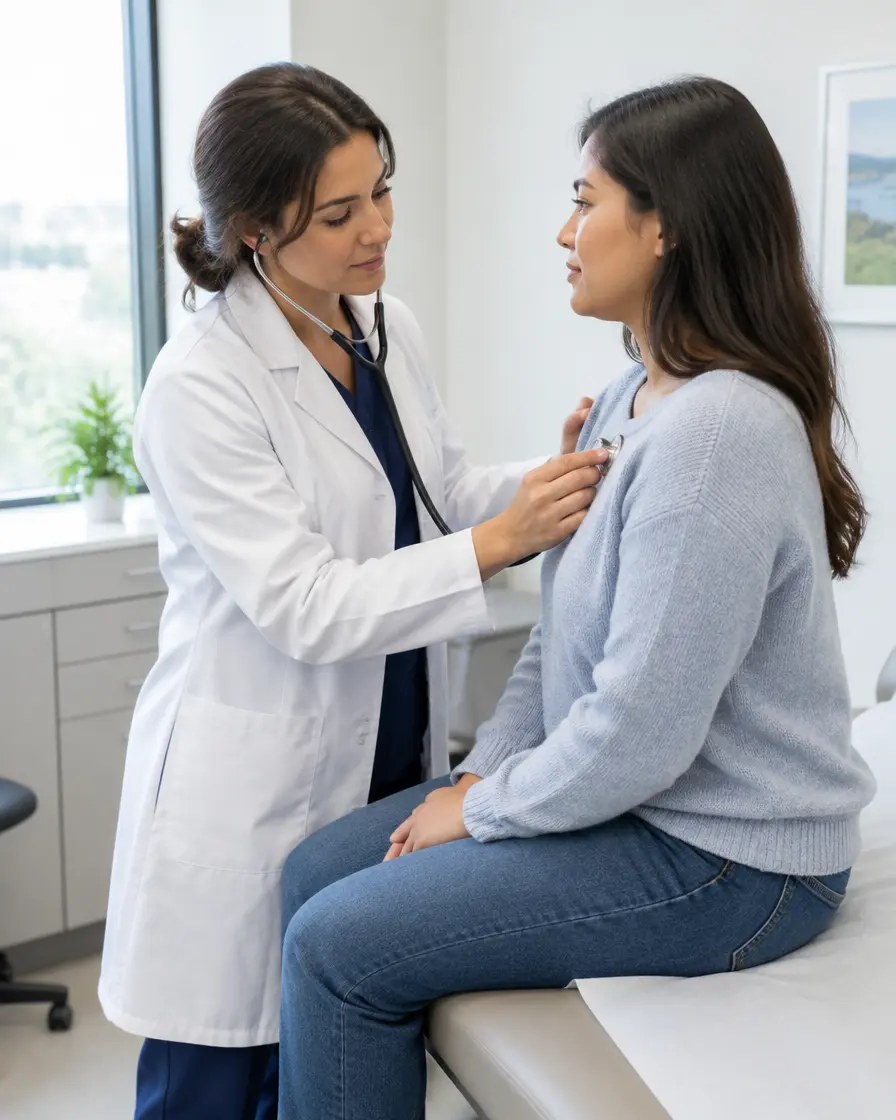 Doctor examining a patient in a medical exam room