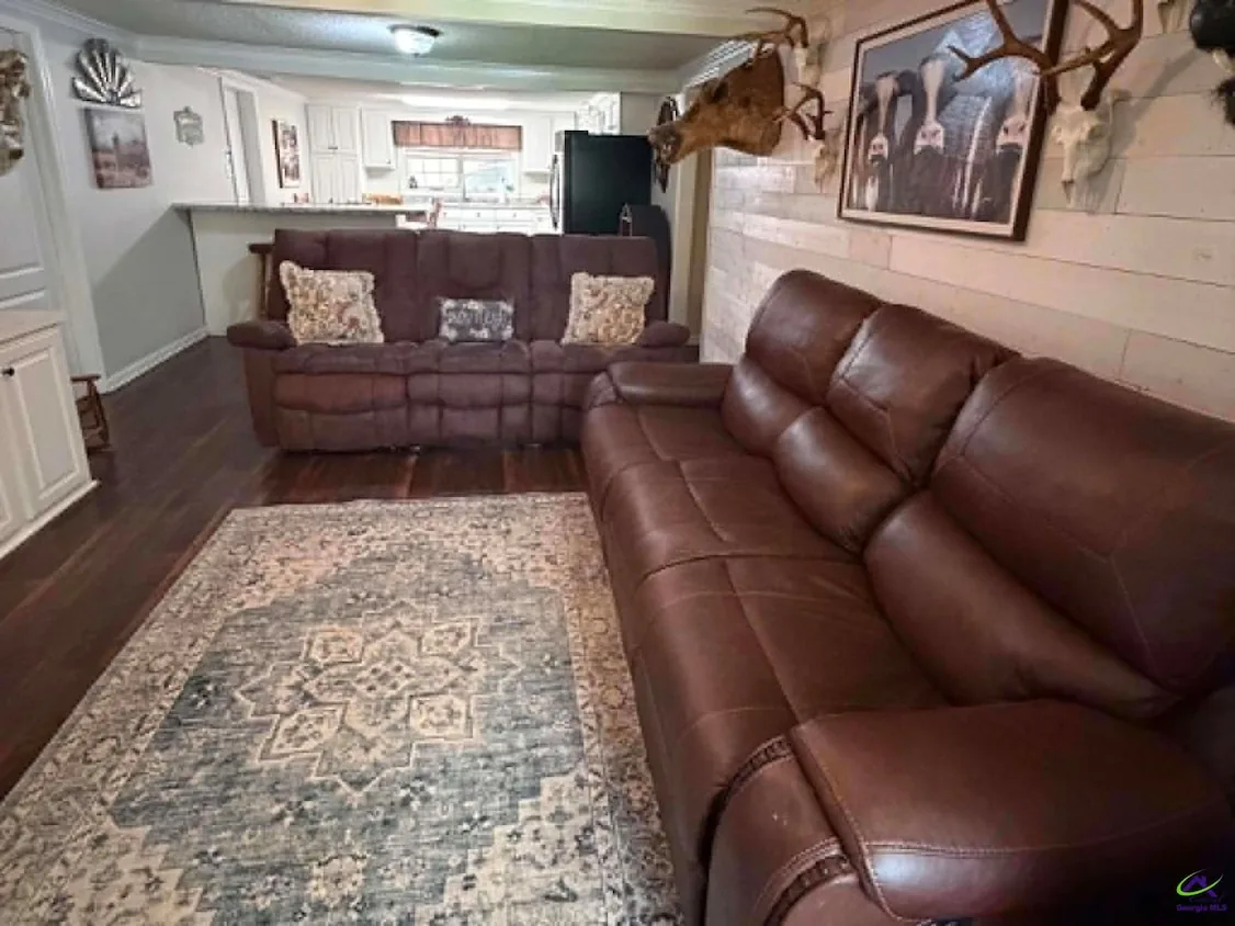 Living room open to the kitchen