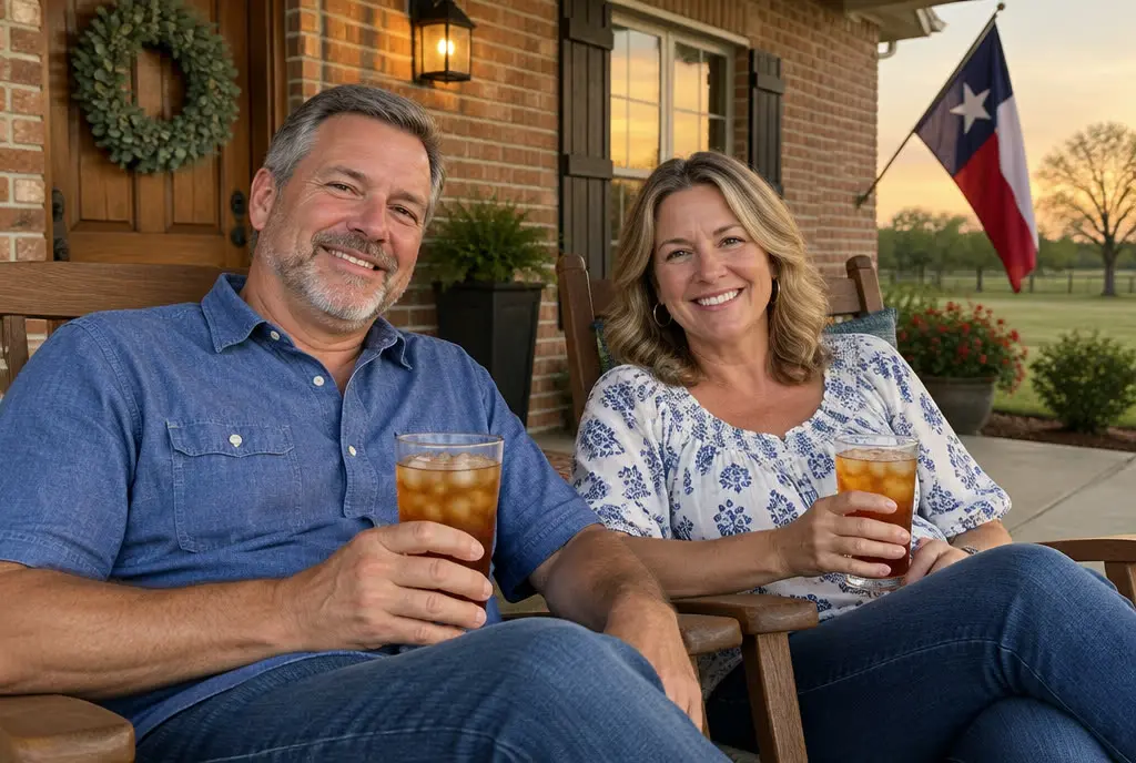 Happy homeowners on their porch
