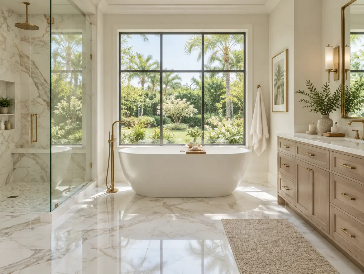 Concept: primary bathroom with freestanding tub